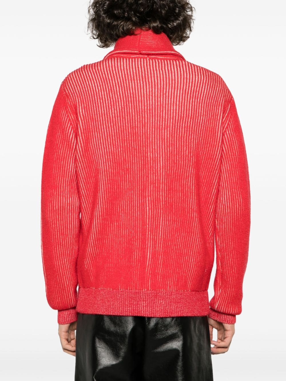 Shop Roberto Collina Fisherman-knit Wool-blend Cardigan In Red