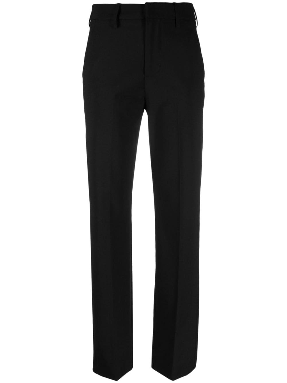 Dondup Logo-plaque Pressed-crease Tailored Trousers In Black