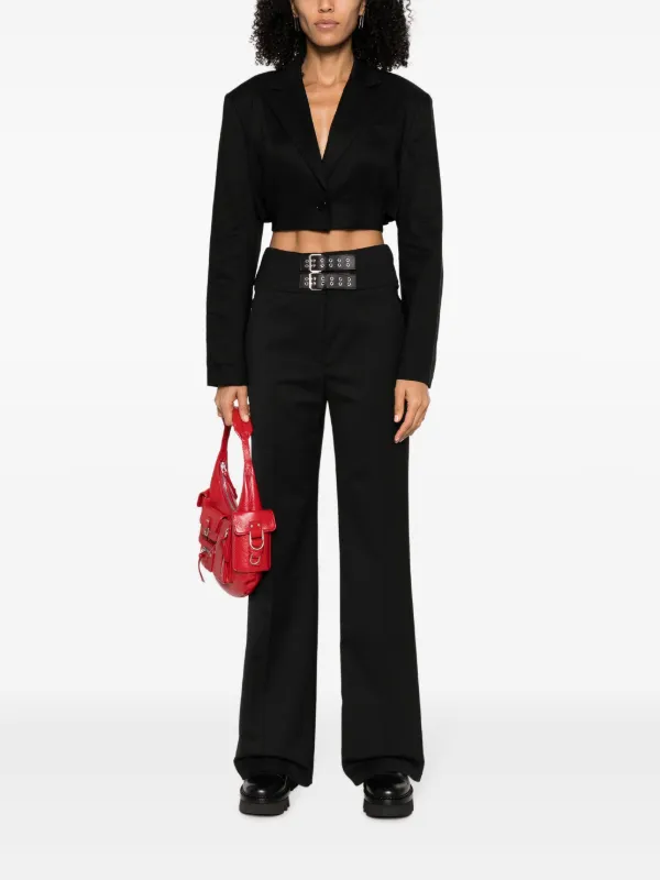 MOSCHINO JEANS double-buckle Flared Trousers | Black | FARFETCH