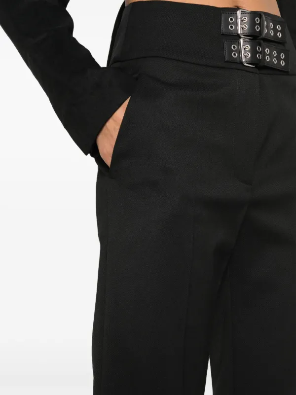MOSCHINO JEANS double-buckle Flared Trousers | Black | FARFETCH
