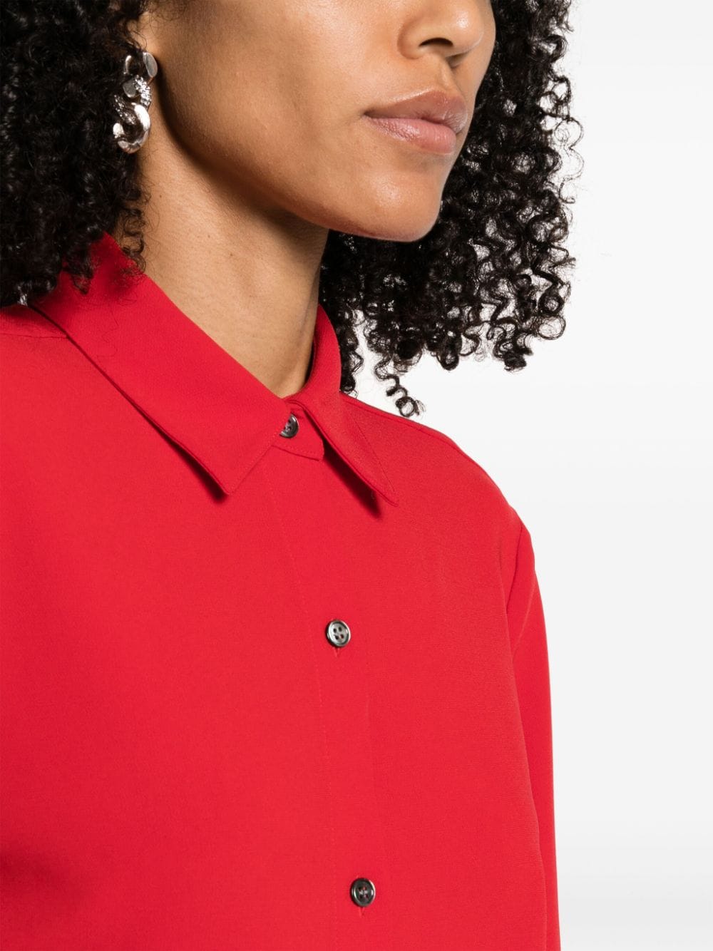 Shop Theory Straight-point Collar Button-down Shirt In Red