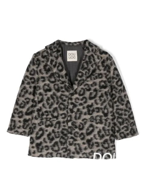 Douuod Kids leopard-print wool-blend blazer 
