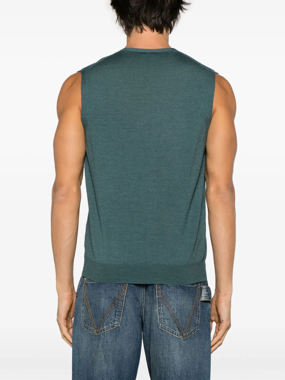 Button-Up Virgin Wool Knitted Vest