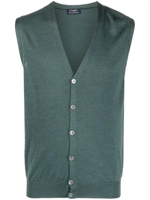 Barba button-up virgin wool knitted vest