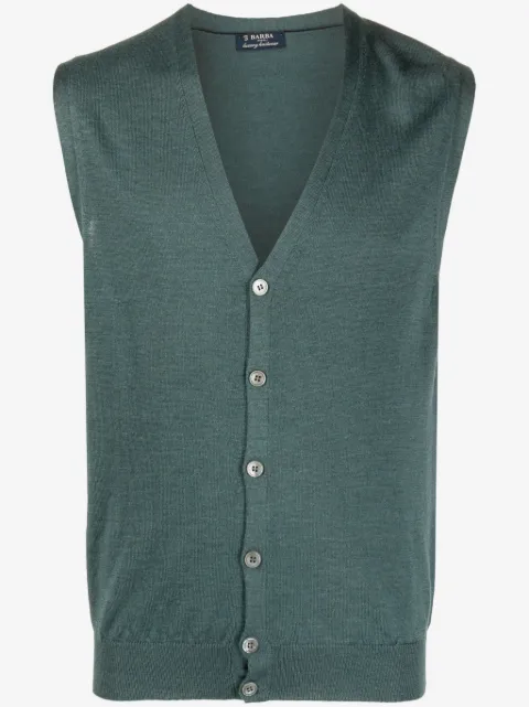 Barba button-up virgin wool knitted vest