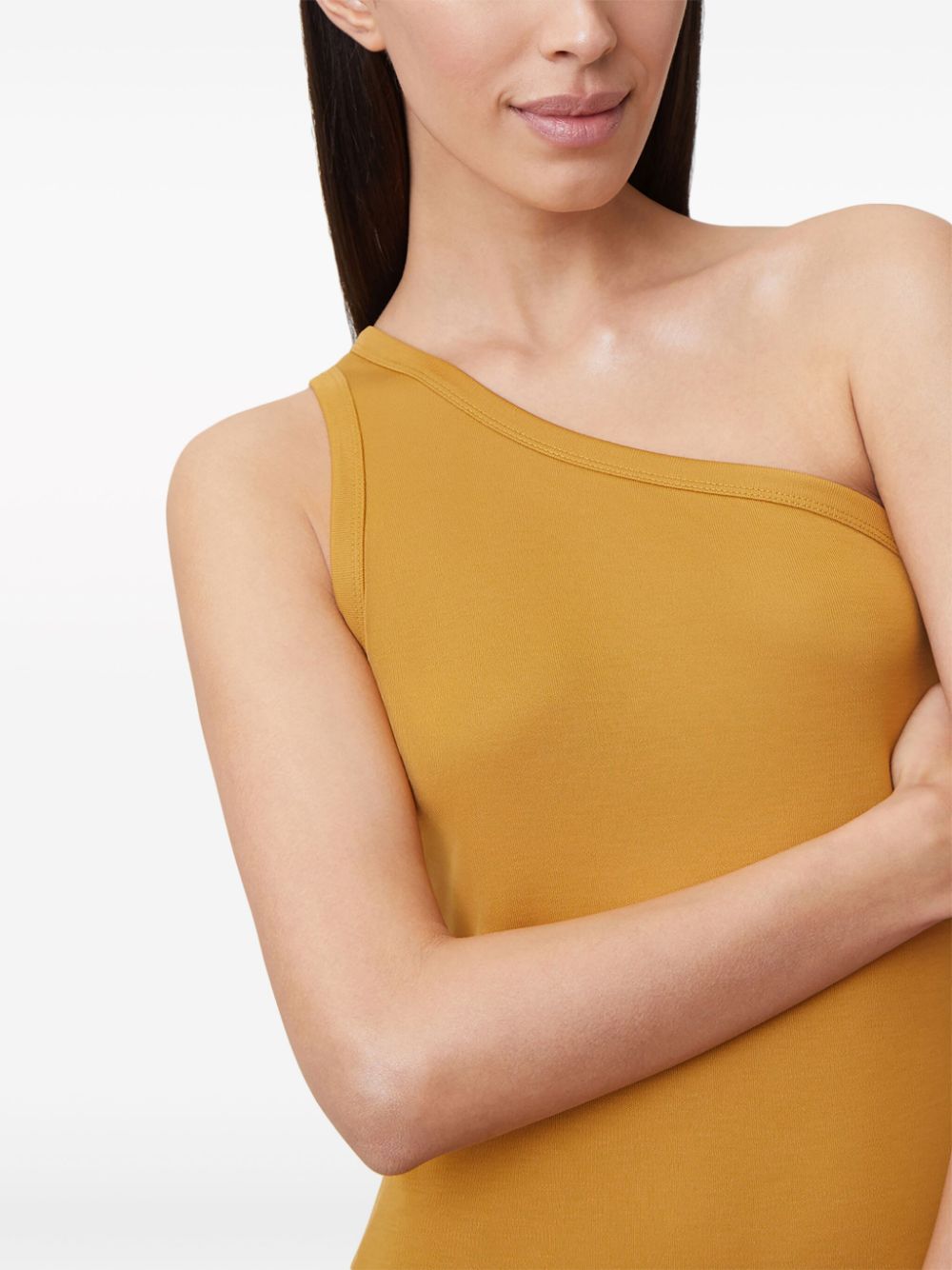 Shop 12 Storeez One-shoulder Jersey Maxi Dress In Yellow