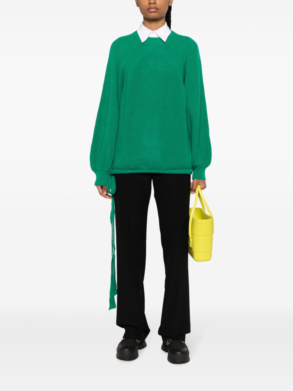 MSGM puffball ribbed-knit jumper - Groen