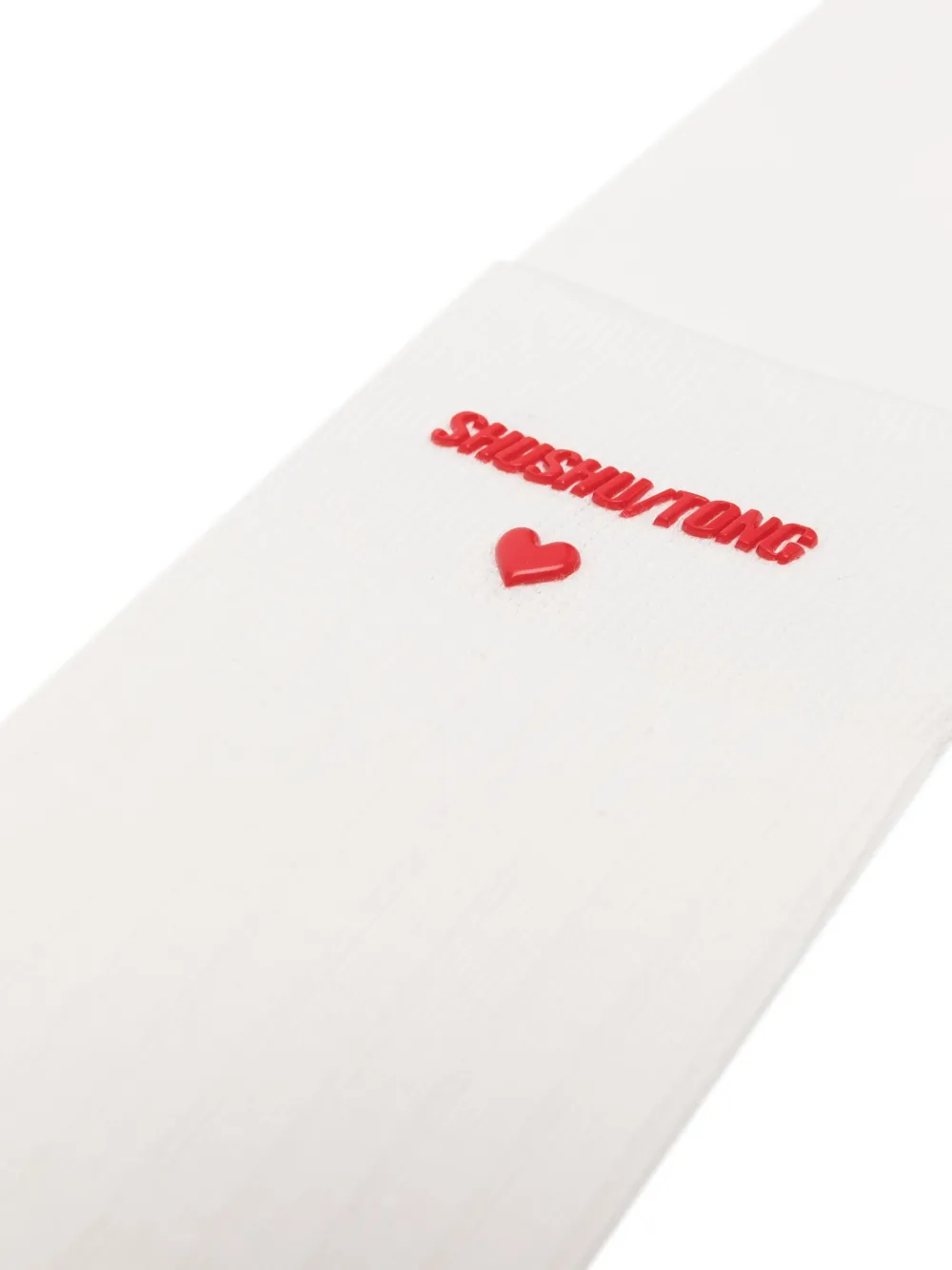 SHUSHU/TONG logo-appliqué heart-motif socks - Wit