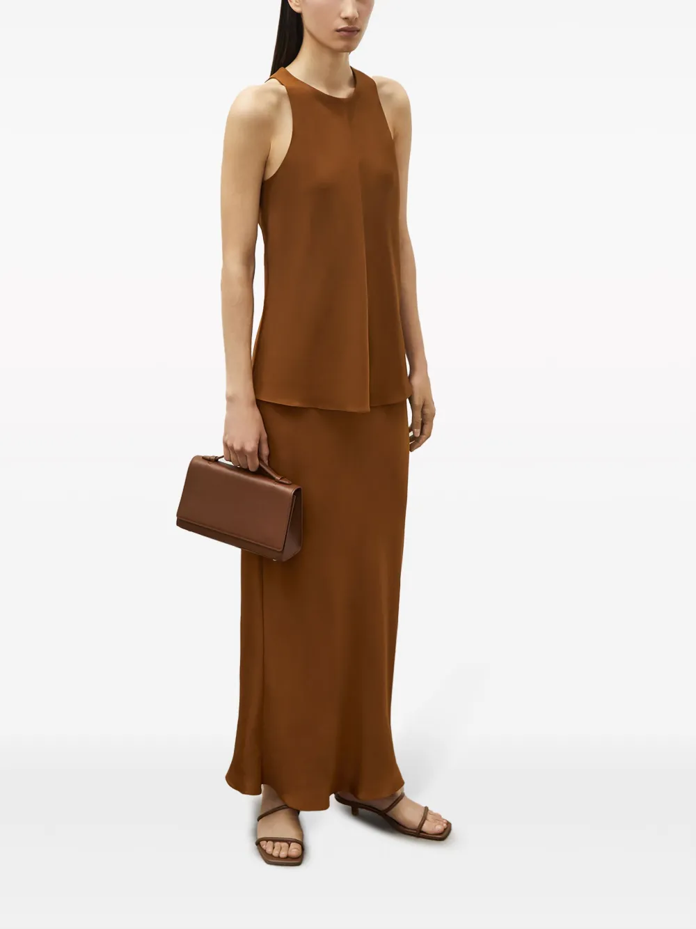 12 STOREEZ satin long slip skirt - Bruin