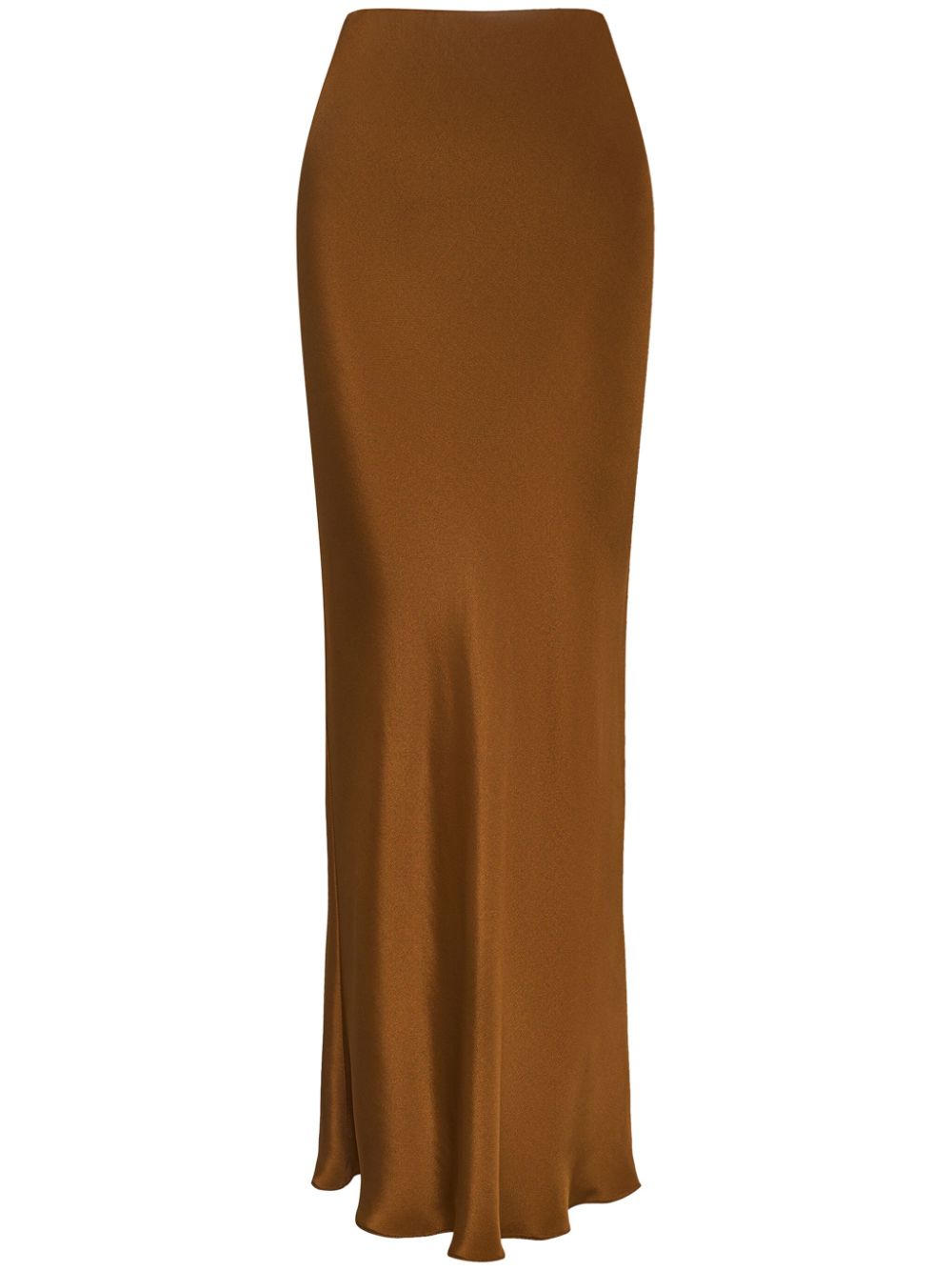 12 Storeez Satin Long Slip Skirt In Brown