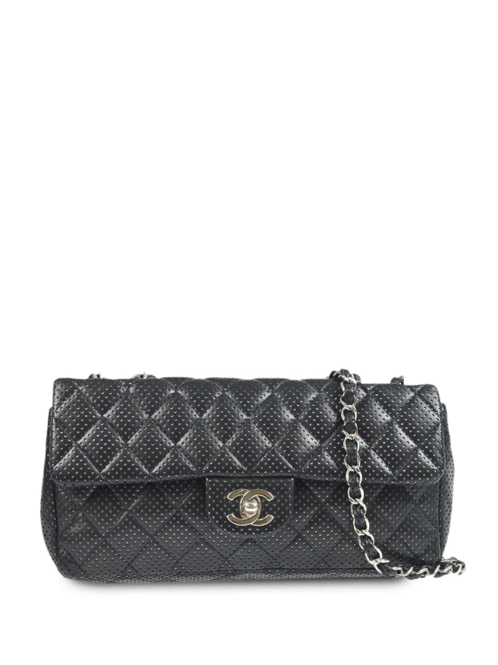 Pre-owned Chanel 2007 East West Flap Shoulder Bag In Black