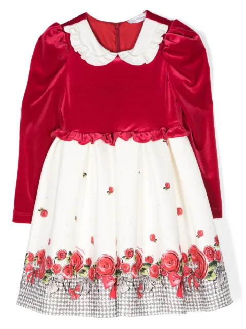 Monnalisa houndstooth floral-print dress