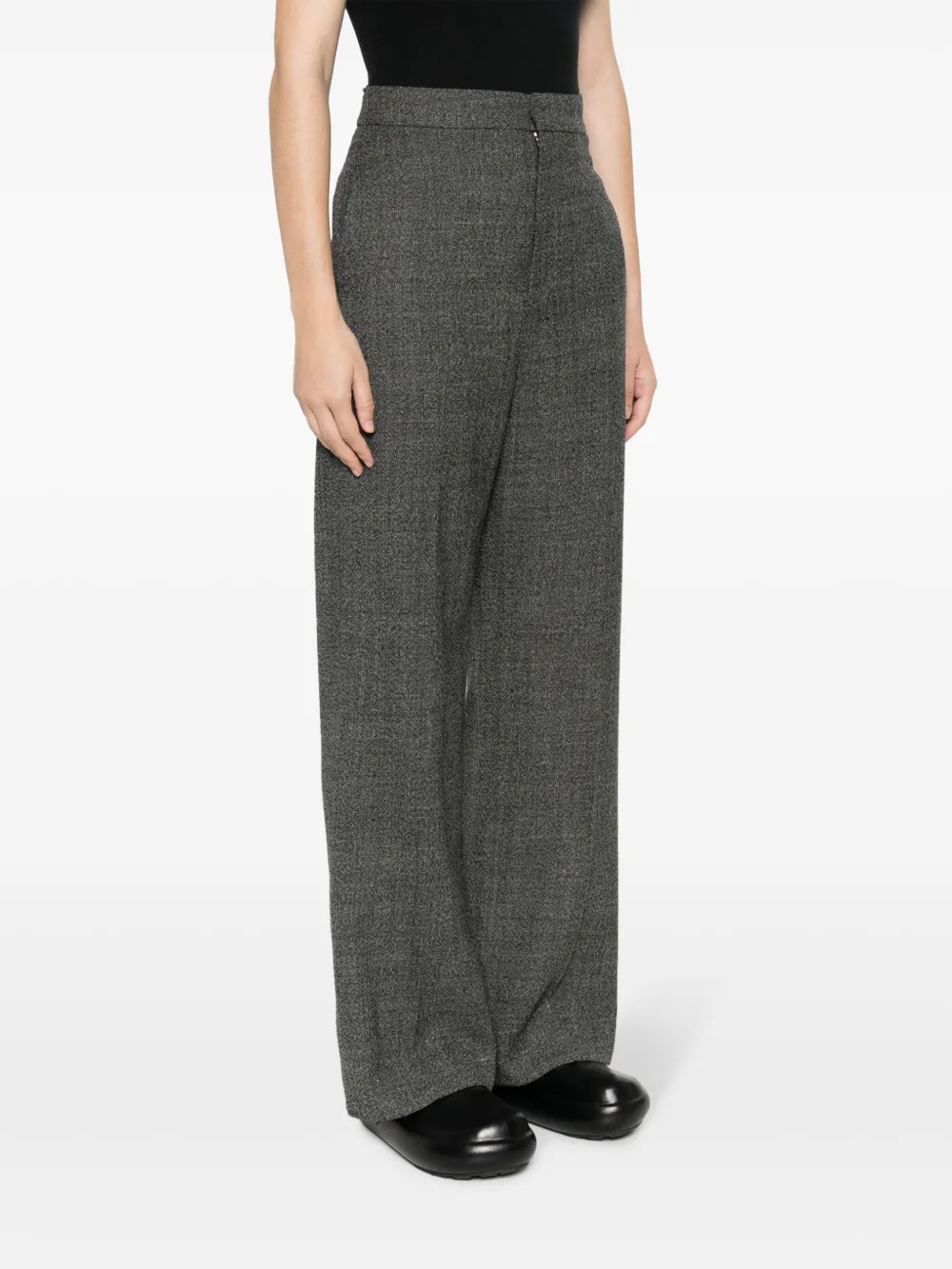 Loewe Straight-leg Wool Tailored Trousers In Gray