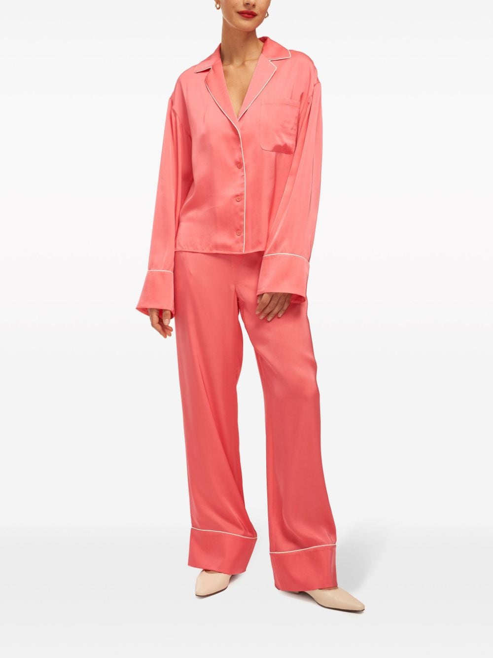 Equipment Shalom satin-finish pyjama shirt - Roze