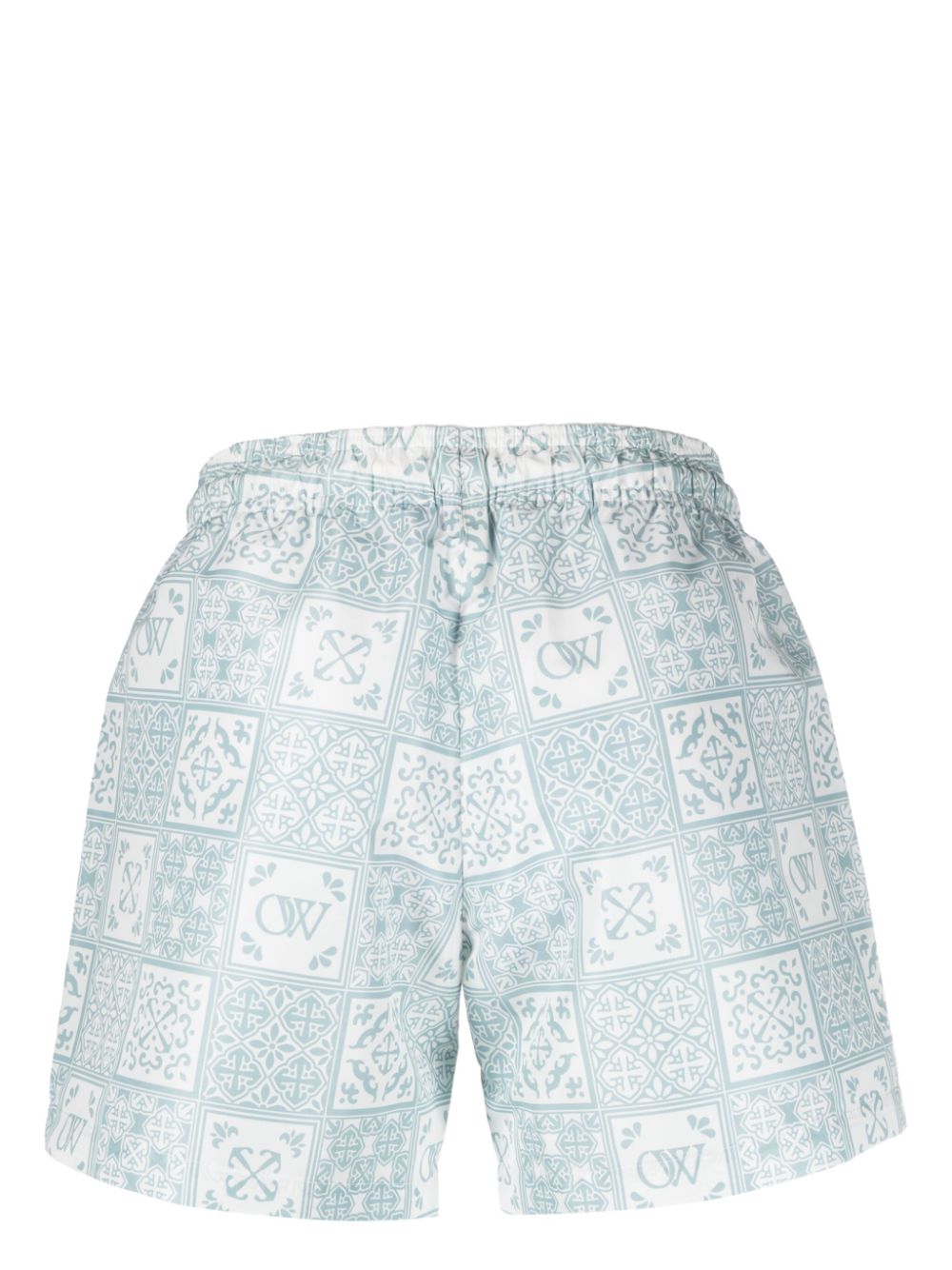 Off-White geometric-print drawstring swim shorts - Blauw