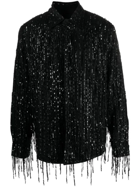 AMIRI sequin-embellished straight-point collar shirt