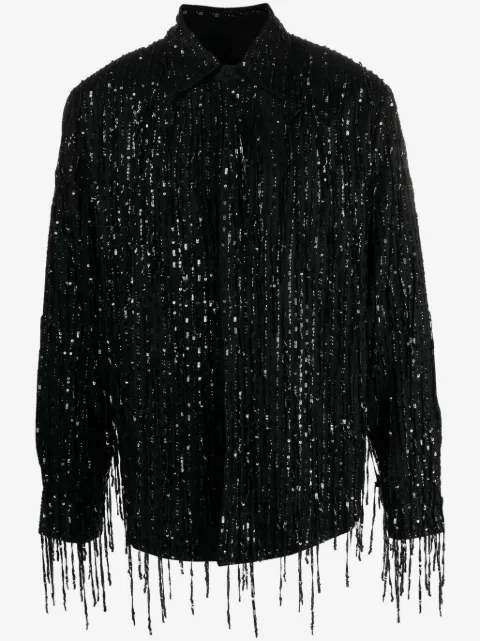 AMIRI sequin-embellished straight-point collar shirt 
