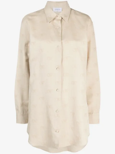 Off-White logo-jacquard cotton blend overshirt