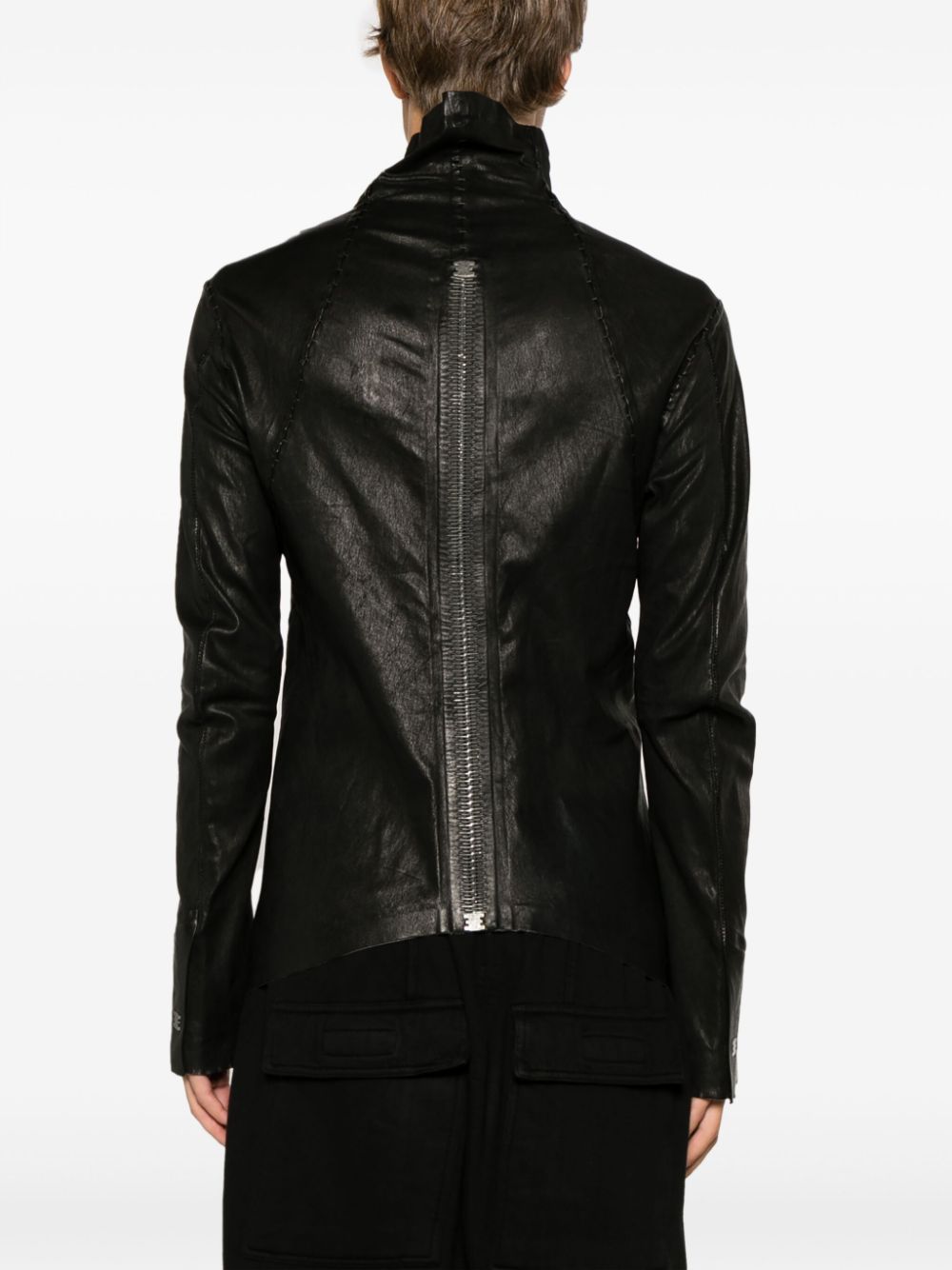 Isaac Sellam Experience Black high-neck unlined asymmetric leather