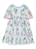 Patachou floral-print ruffled cotton dress - White