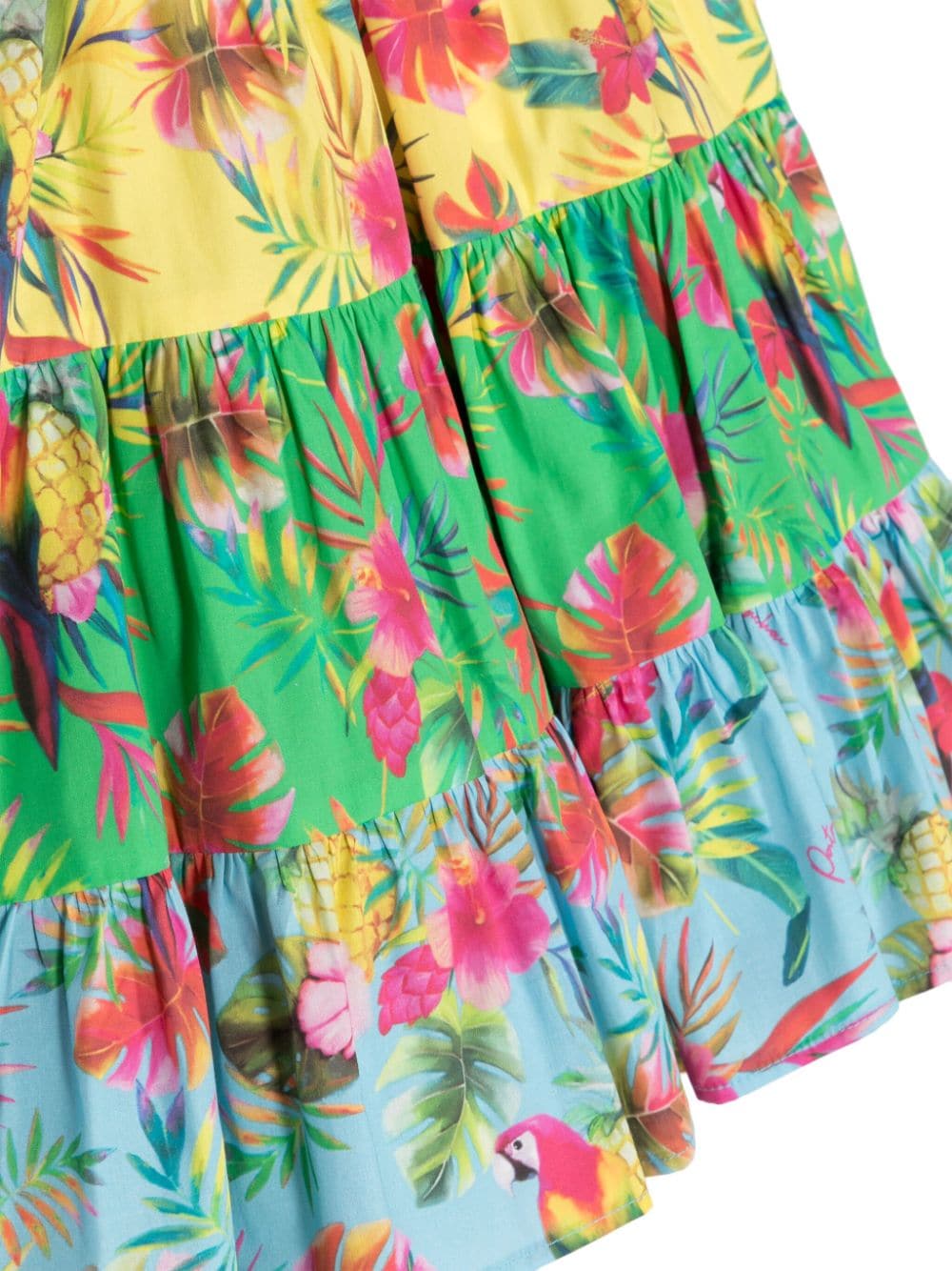 Shop Patachou Tropical-print Cotton Dress In 绿色