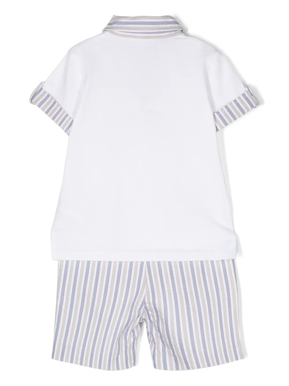 Patachou Striped Cotton Shorts Set In White