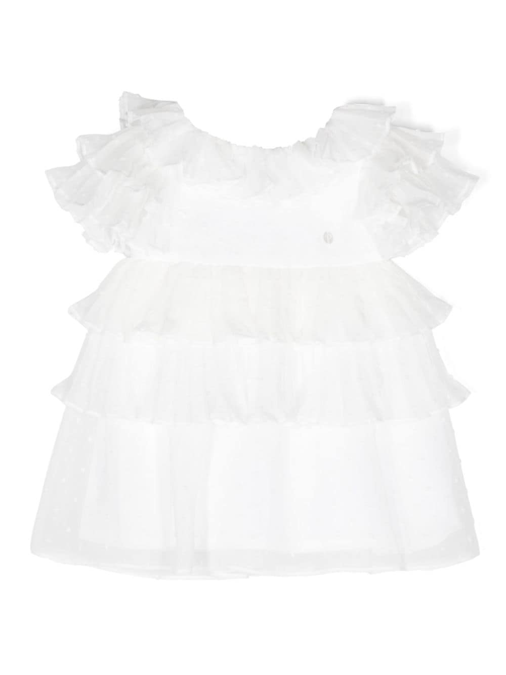 Patachou Babies' Ruffled Chiffon Dress In White