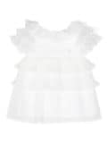 Patachou ruffled chiffon dress - White