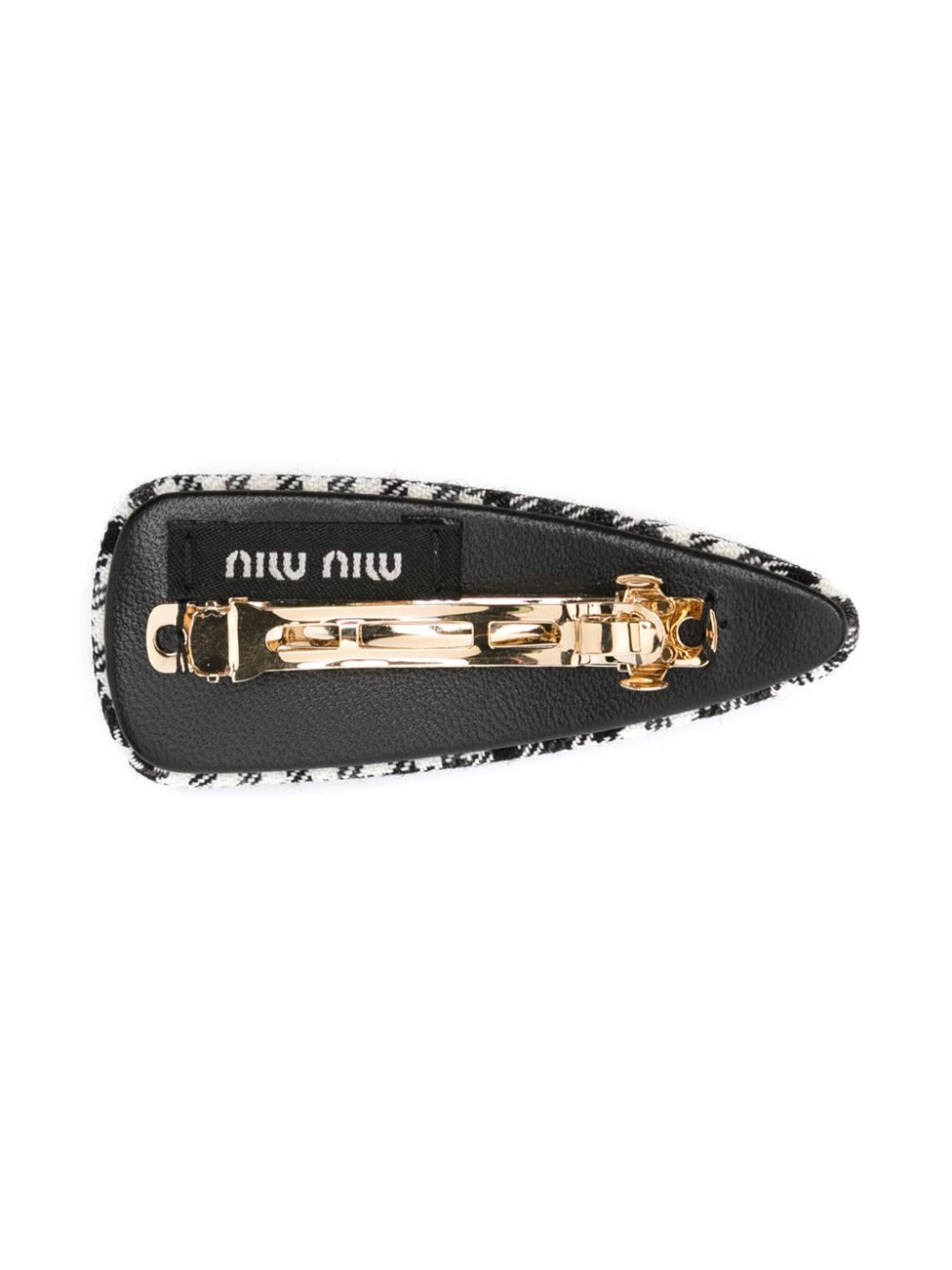 Miu Miu logo-plaque checked hair clip - Zwart