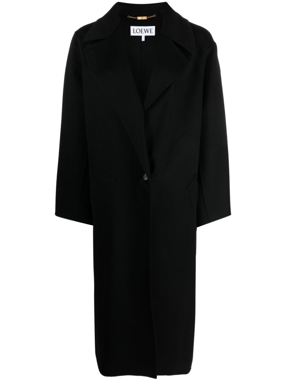 Shop Loewe Wool-blend Single-breasted Coat In Black