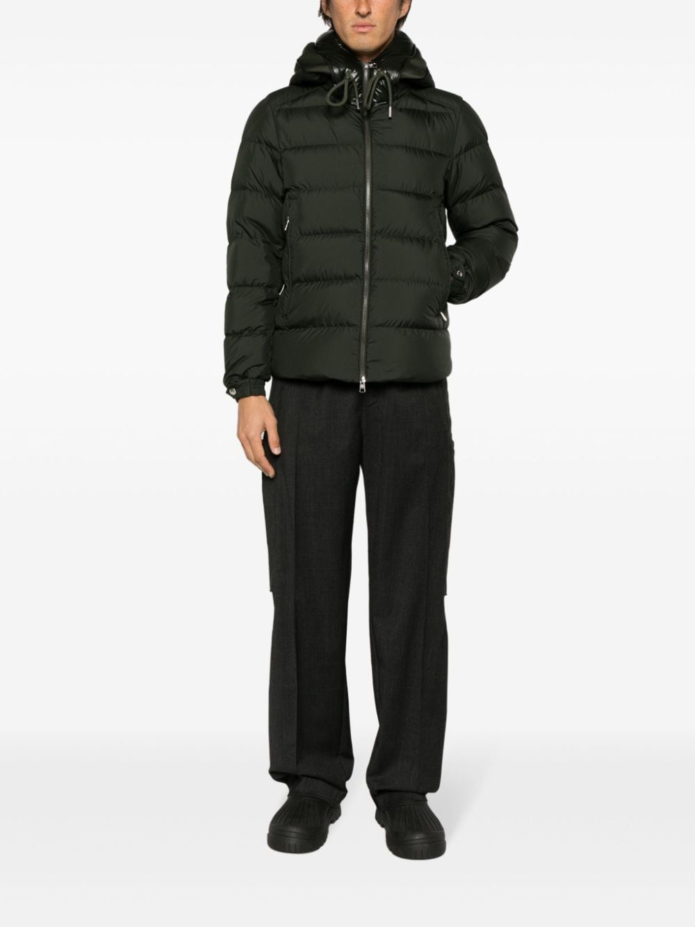 Shop Moncler Cardere Hooded Quilted Jacket In Green