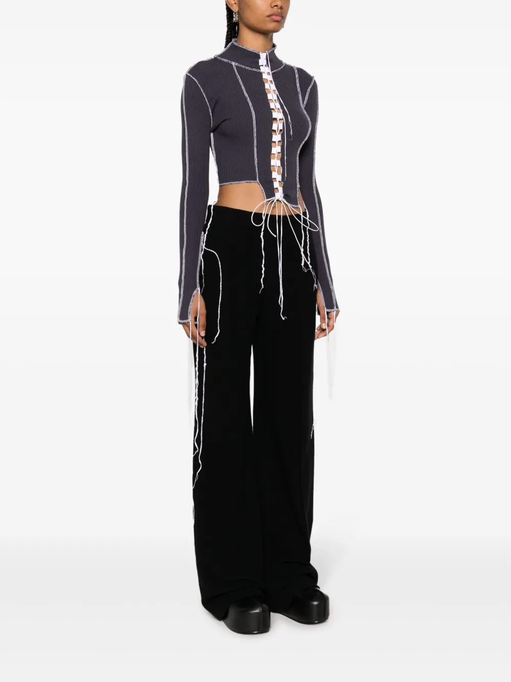 Julfer Nicole Cut-out Crop Top In Blue