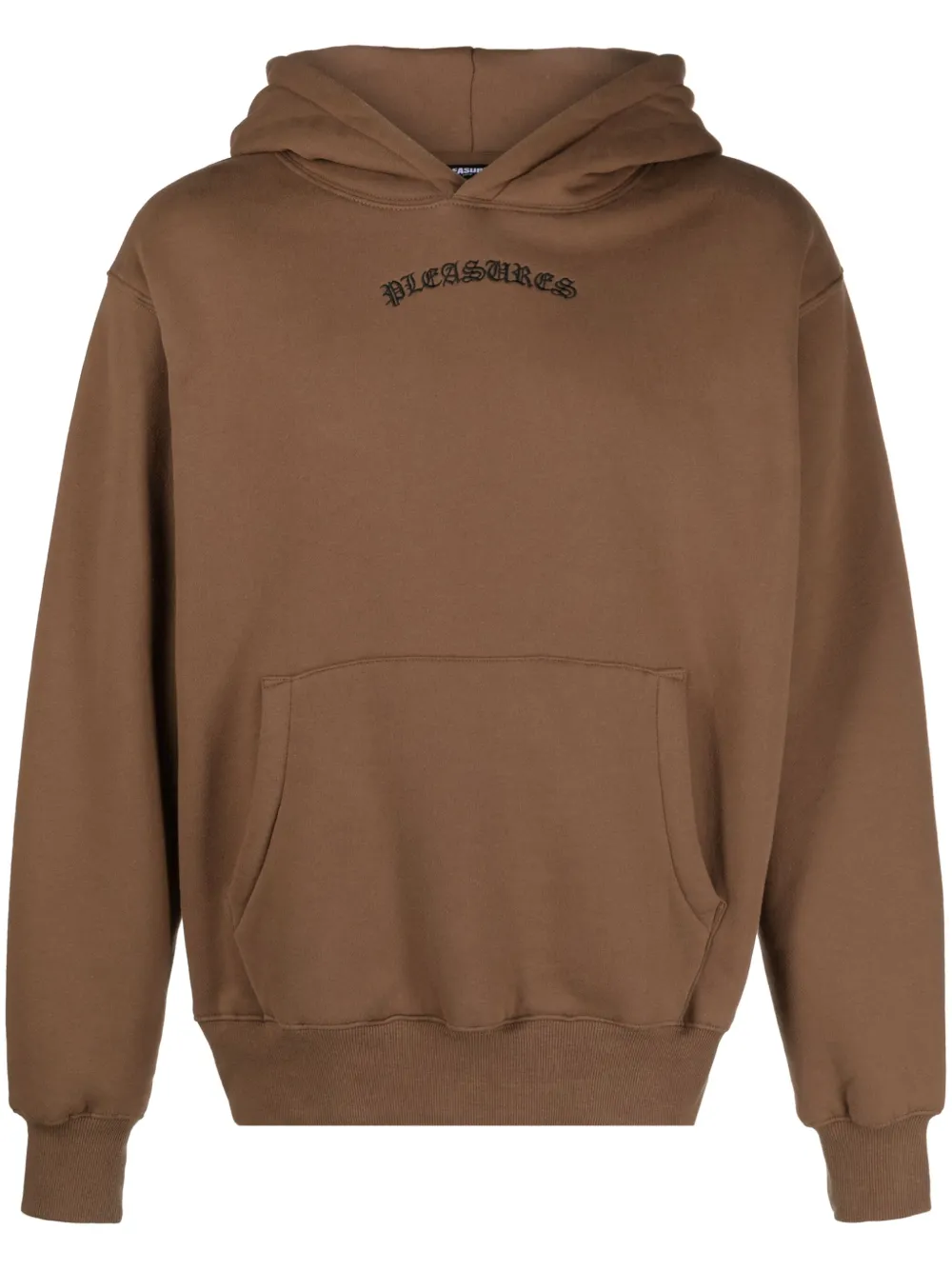 Pleasures Hoodie met geborduurd logo Bruin