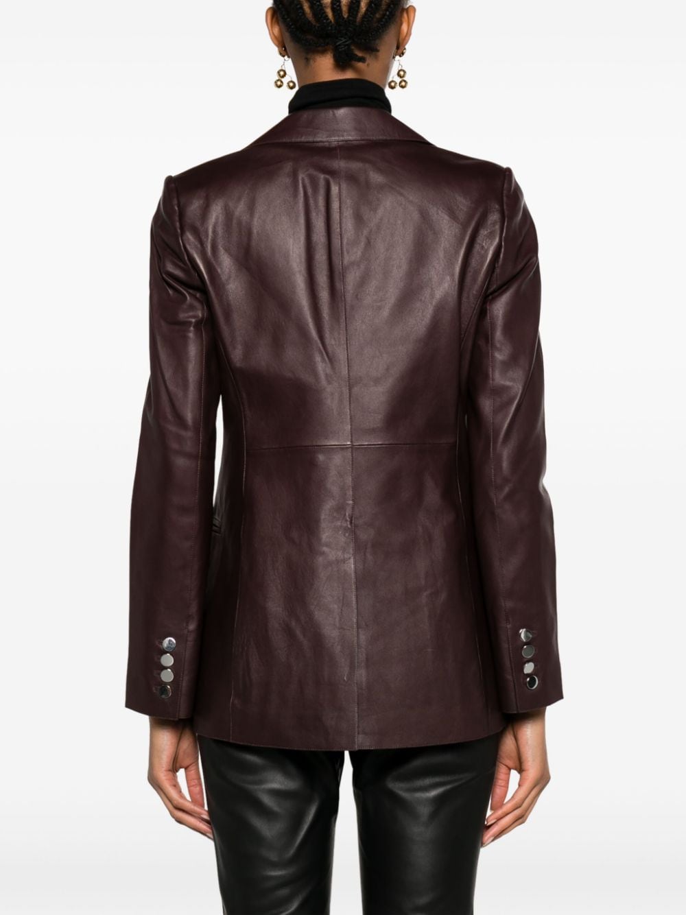Shop Theory Slim-cut Leather Blazer In Red