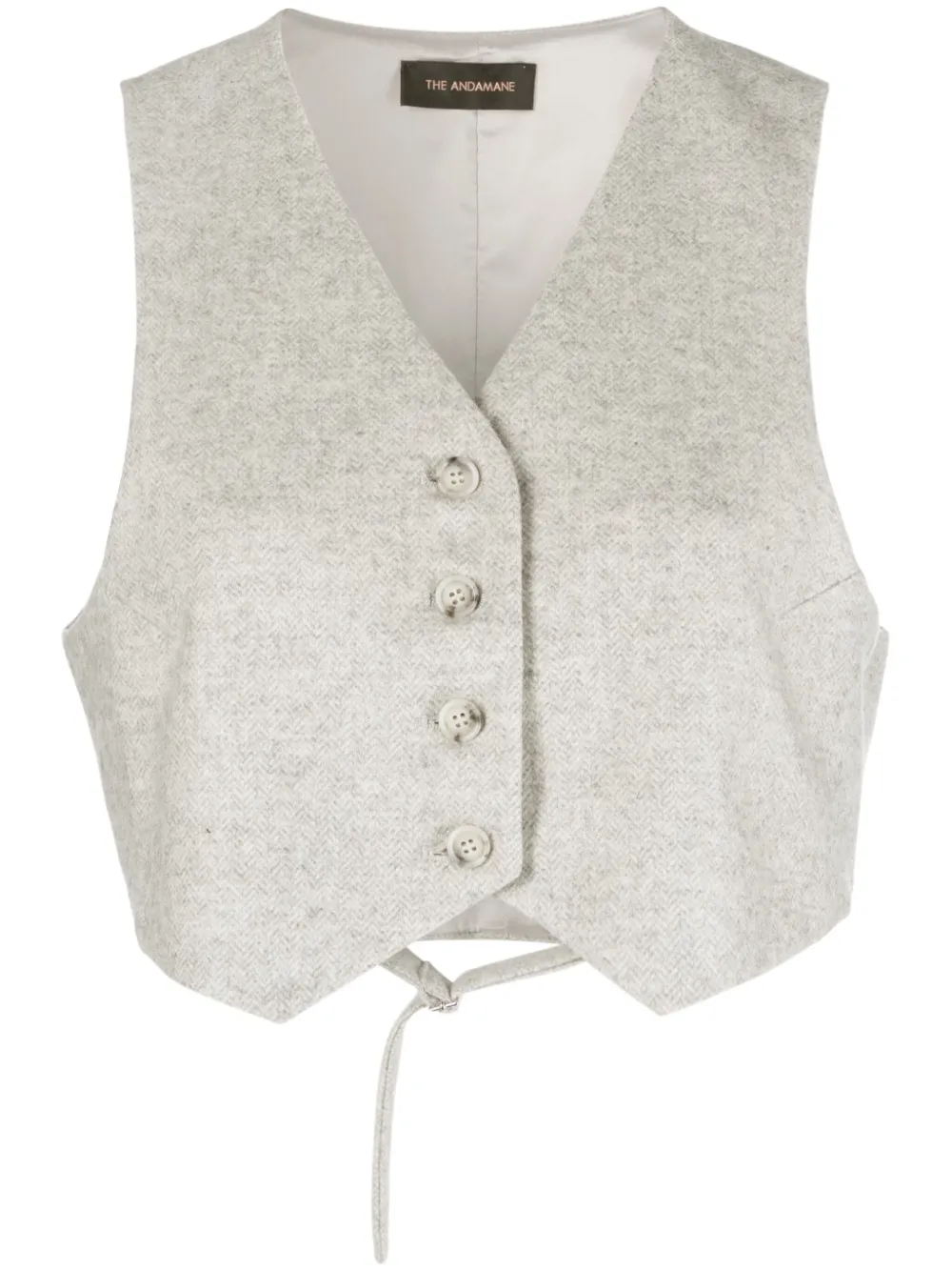 The Andamane Nadine Cropped Wool-blend Vest In Gray