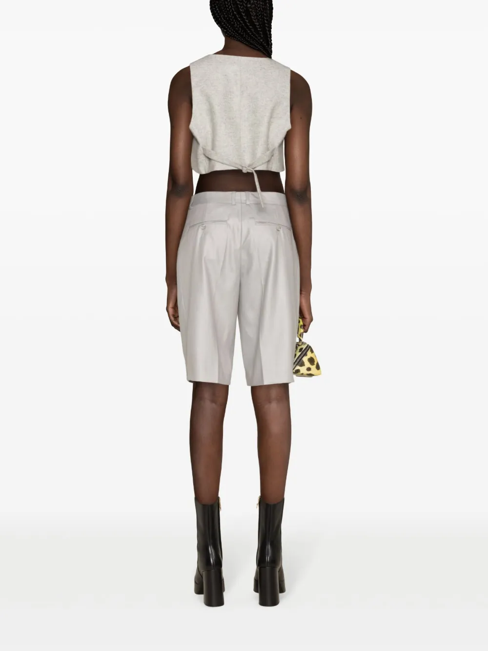 The Andamane Nadine Cropped Wool-blend Vest In Grey