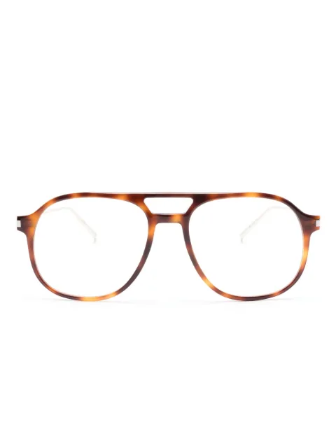 Saint Laurent Eyewear tortoiseshell-effect pilot-frame glasses