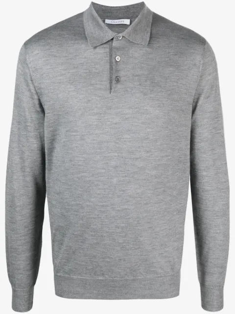 Cruciani fine-knit long-sleeved polo shirt