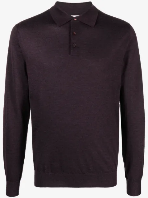 Cruciani fine-knit long-sleeved polo shirt