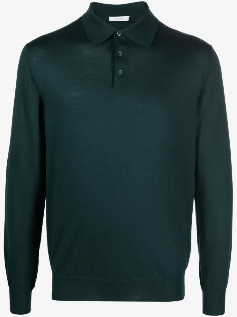 Cruciani fine-knit long-sleeved polo shirt