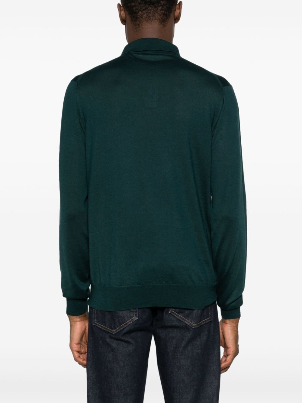 Shop Cruciani Fine-knit Long-sleeved Polo Shirt In Green