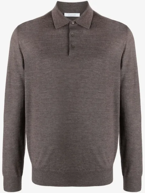 Cruciani fine-knit long-sleeved polo shirt