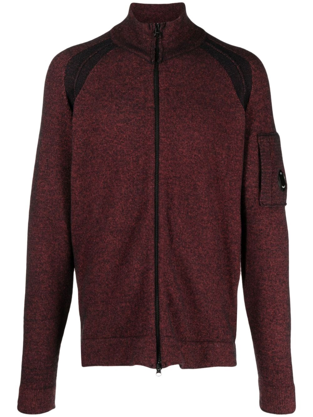 Shop C.p. Company Speckled-knit Zip-up Cardigan In Rot