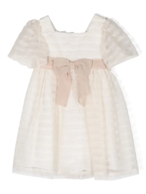 Patachou bow-detailed tulle-overlay dress