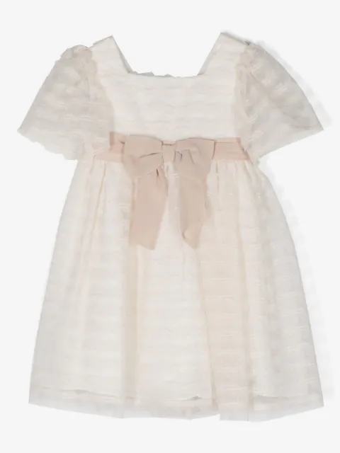 Patachou bow-detailed tulle-overlay dress