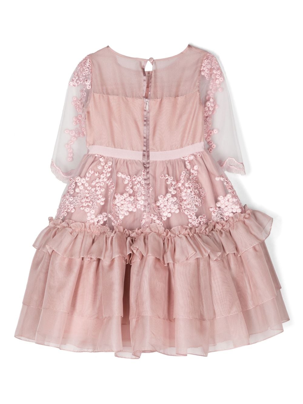 Shop Patachou Floral-applique Tiered Dress In Pink
