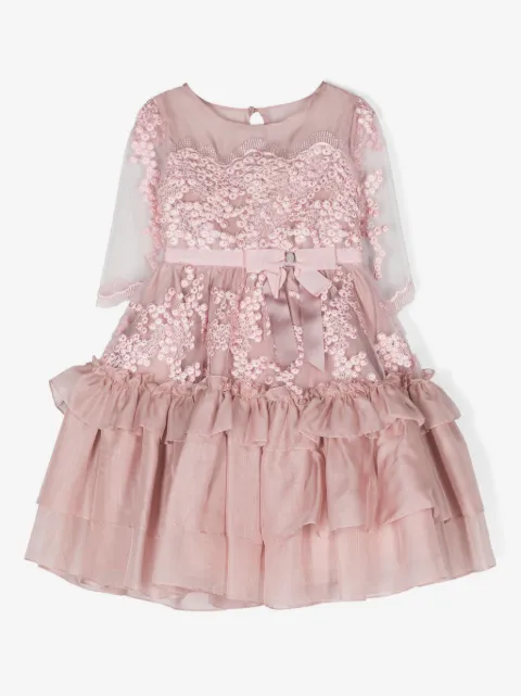 Patachou floral-applique tiered dress