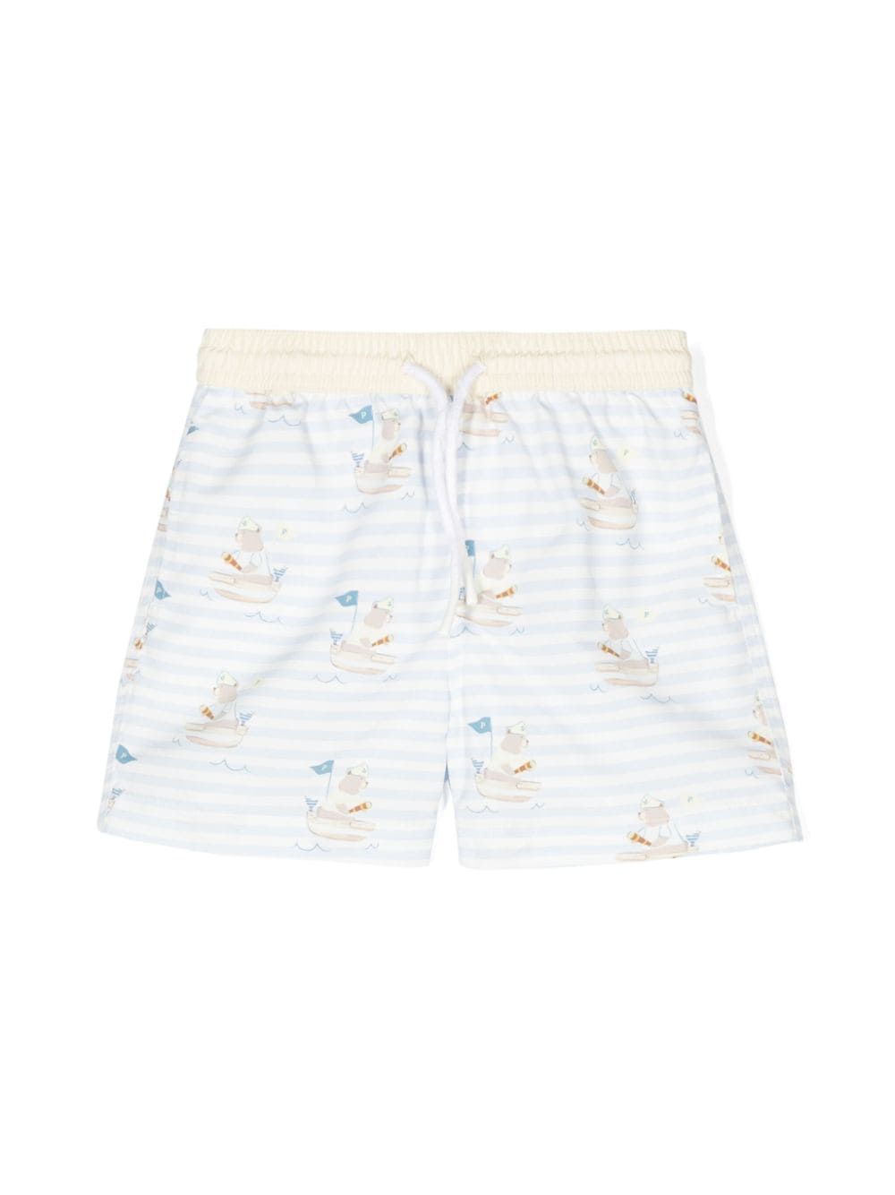 Patachou Kids' Teddy Bear-print Swim Shorts In White