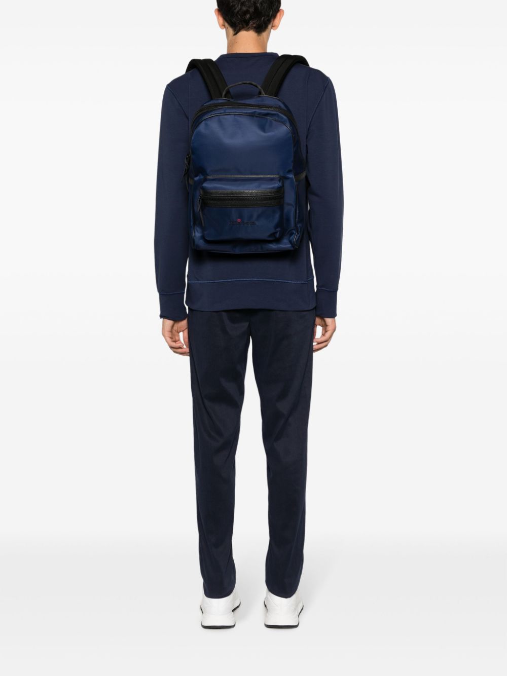 Kiton logo-embroidered zip-fastening backpack - Blauw