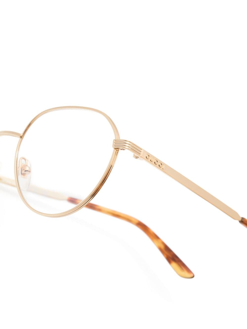 Shop Gucci Gg1458o Metal-frame Glasses In Gold
